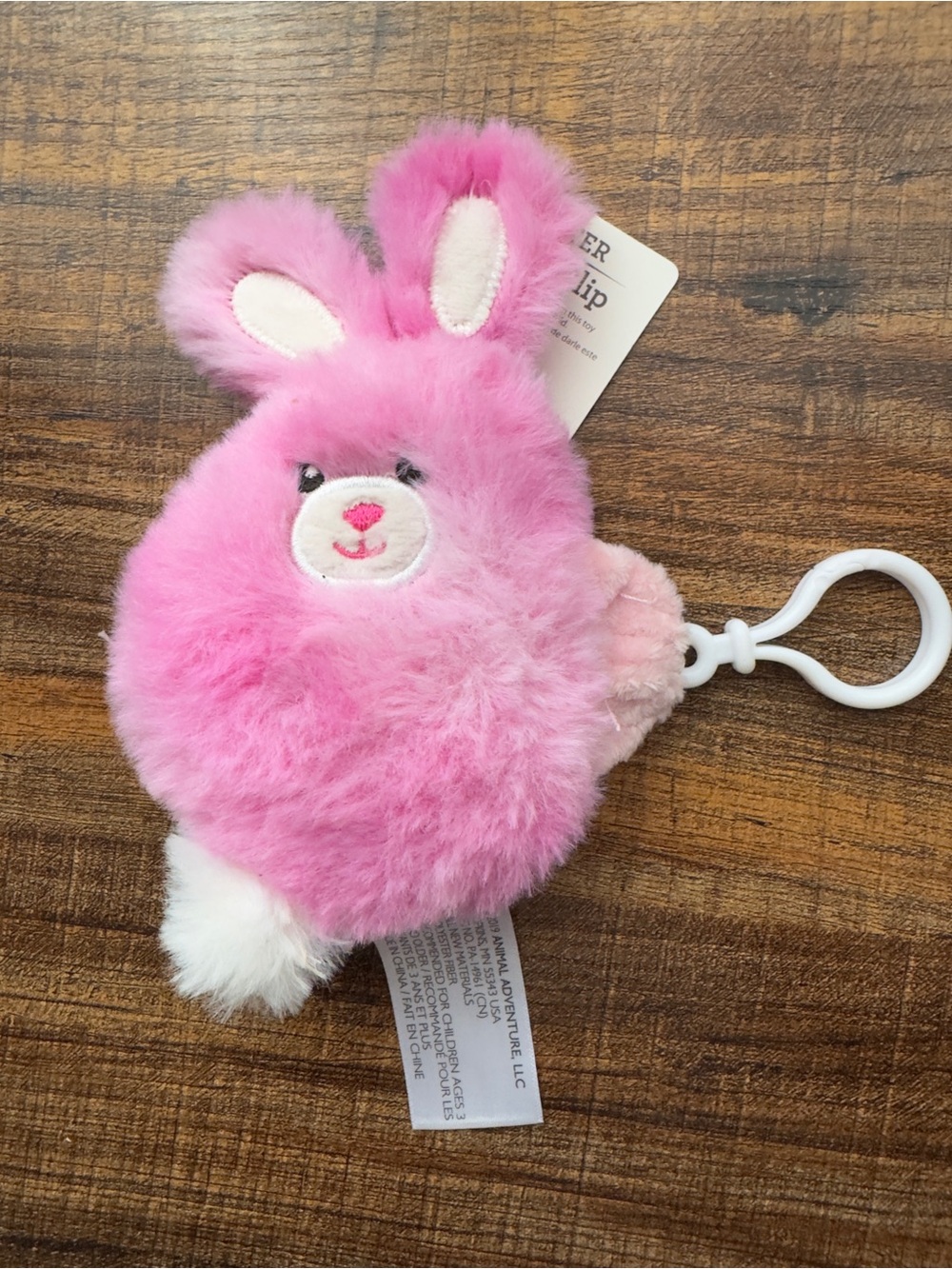 Pink Bunny Plush Keychain Clip Animal Adventure Easter New With Tags